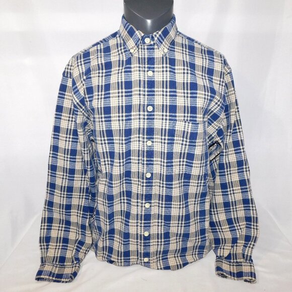 Eddie Bauer Other - Eddie Bauer L Tall LT Ultralong Blue Cream Plaid Long Sleeve Button Front shirt